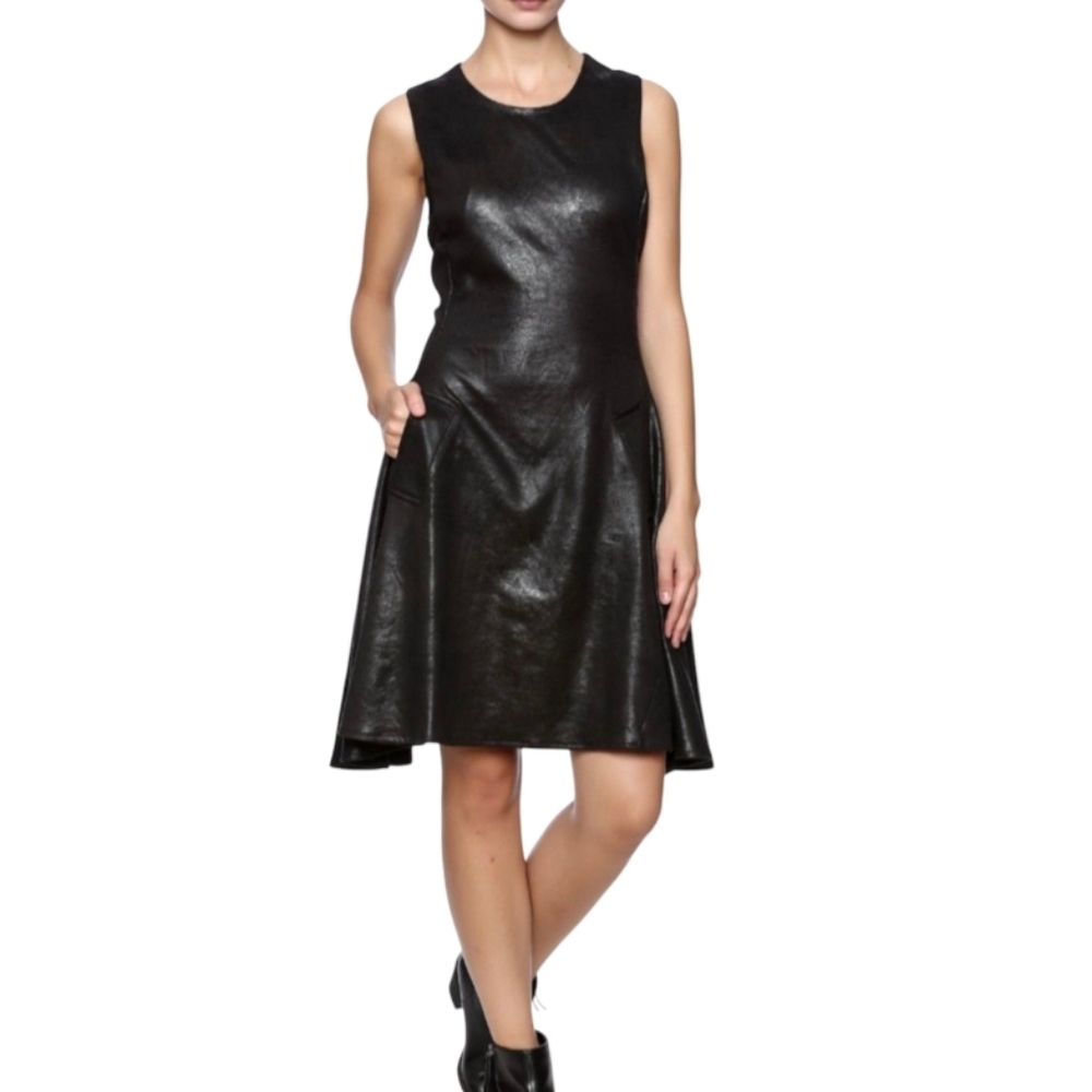 NU Denmark Sleeveless Black Fit & Flowy Circle Skirt Dress Women Size Small